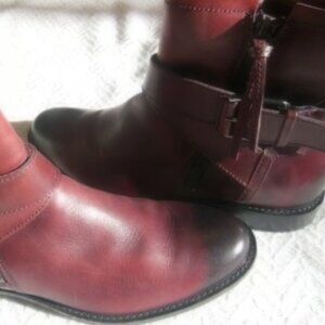 ECCO SARTORELLE Women's Leather Mid Cut Buckle Ankle Boot Brown Size 9 NWT